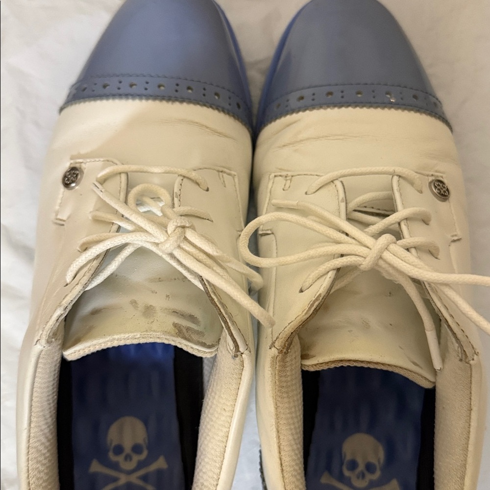 G/FORE Womens Cap Toe Gallivanter Golf Shoes - Snow/Vista Blue Size 8.5 - Picture 10 of 10